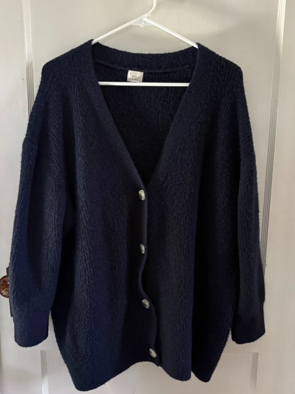 Soft Oversized Navy Blue Knit Cardigan